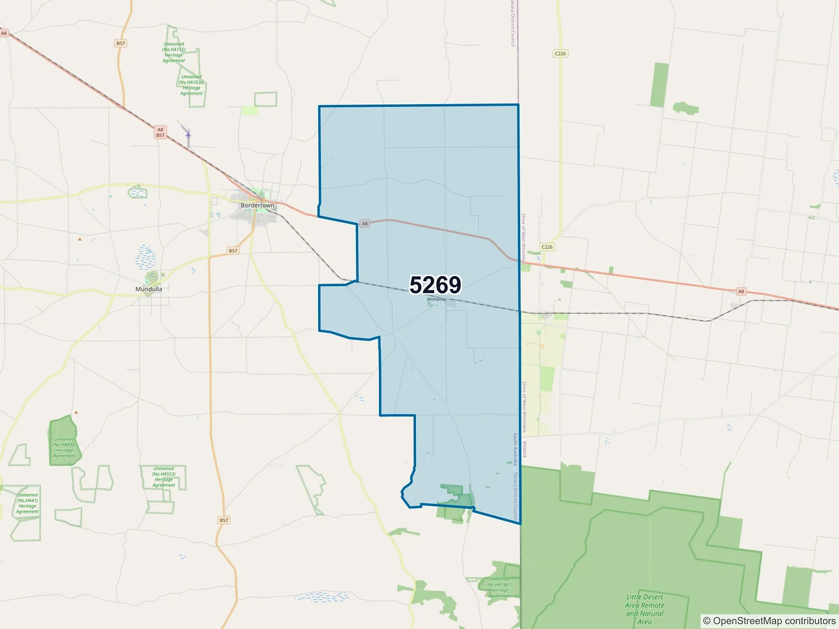Map of postcode 5269 — Wolseley, SA, Australia