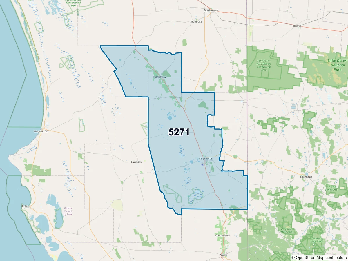 Map of postcode 5271 — Naracoorte, SA, Australia