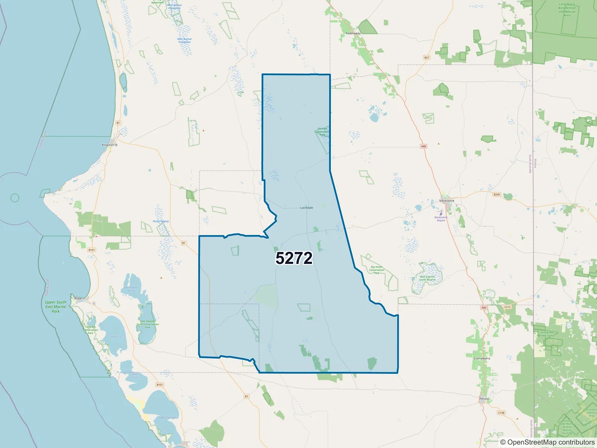 Map of postcode 5272 — Lucindale, SA, Australia