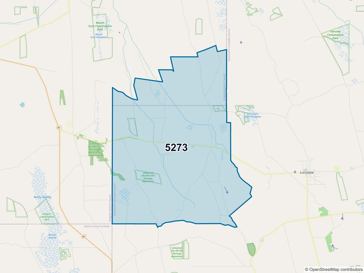 Map of postcode 5273 — Avenue Range, SA, Australia