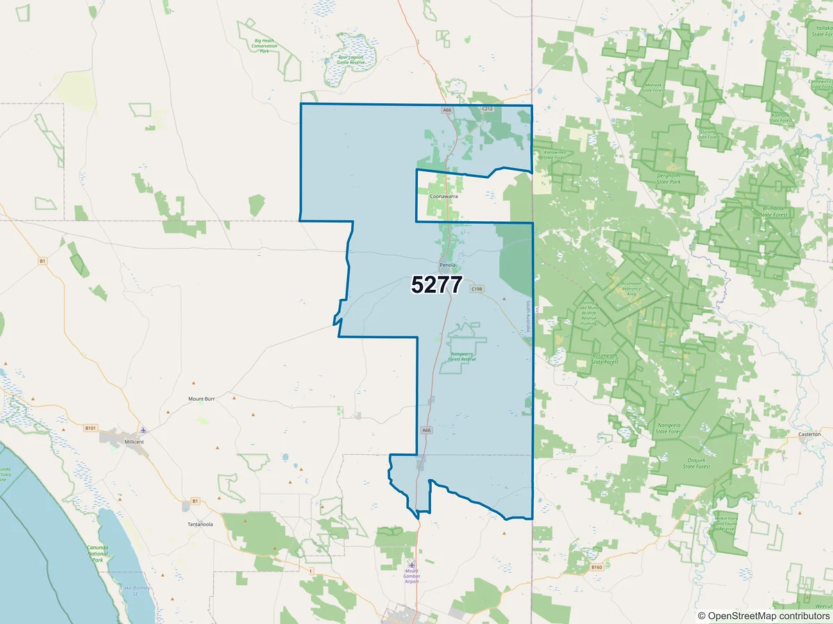 Map of postcode 5277 — Penola, SA, Australia