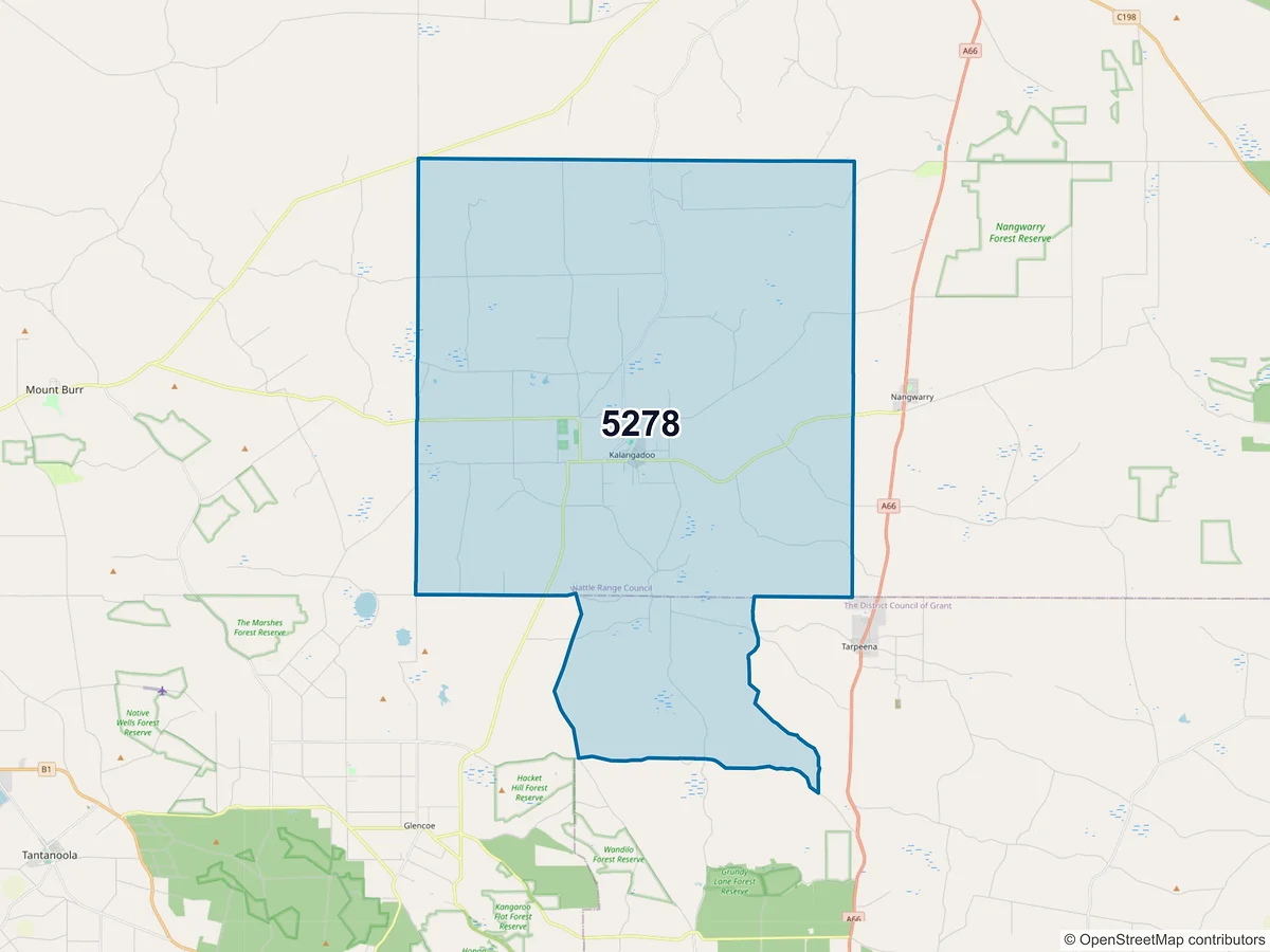 Map of postcode 5278 — Kalangadoo, SA, Australia