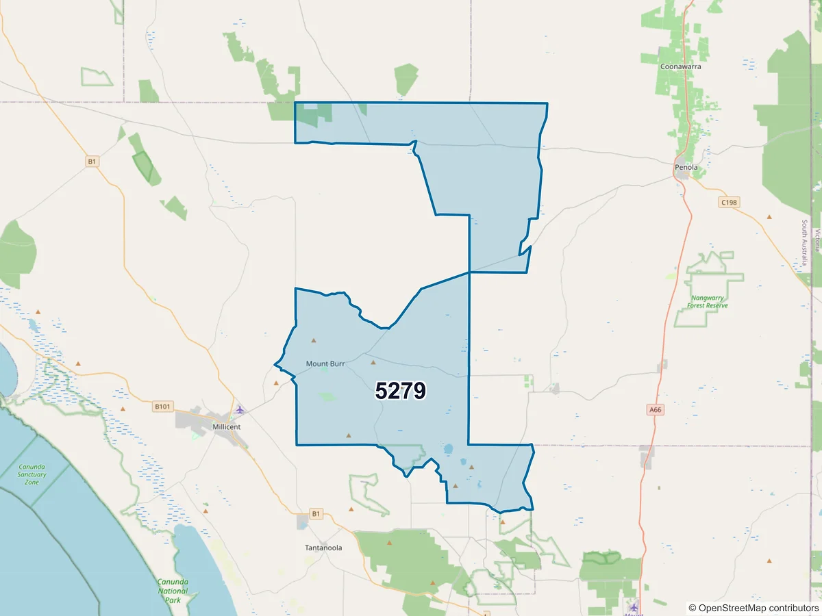 Map of postcode 5279 — Mount Burr, SA, Australia