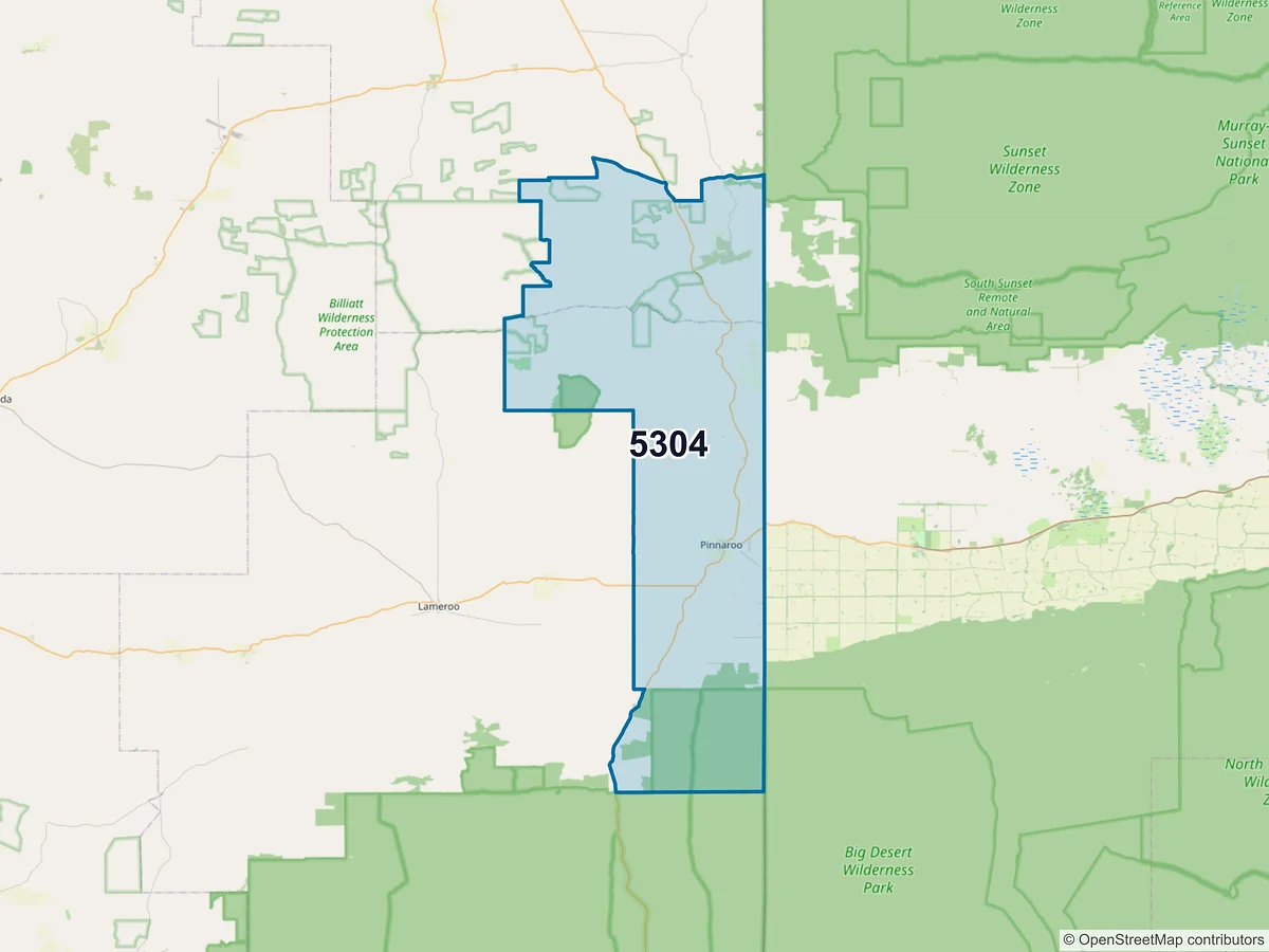 Map of postcode 5304 — Pinnaroo, SA, Australia