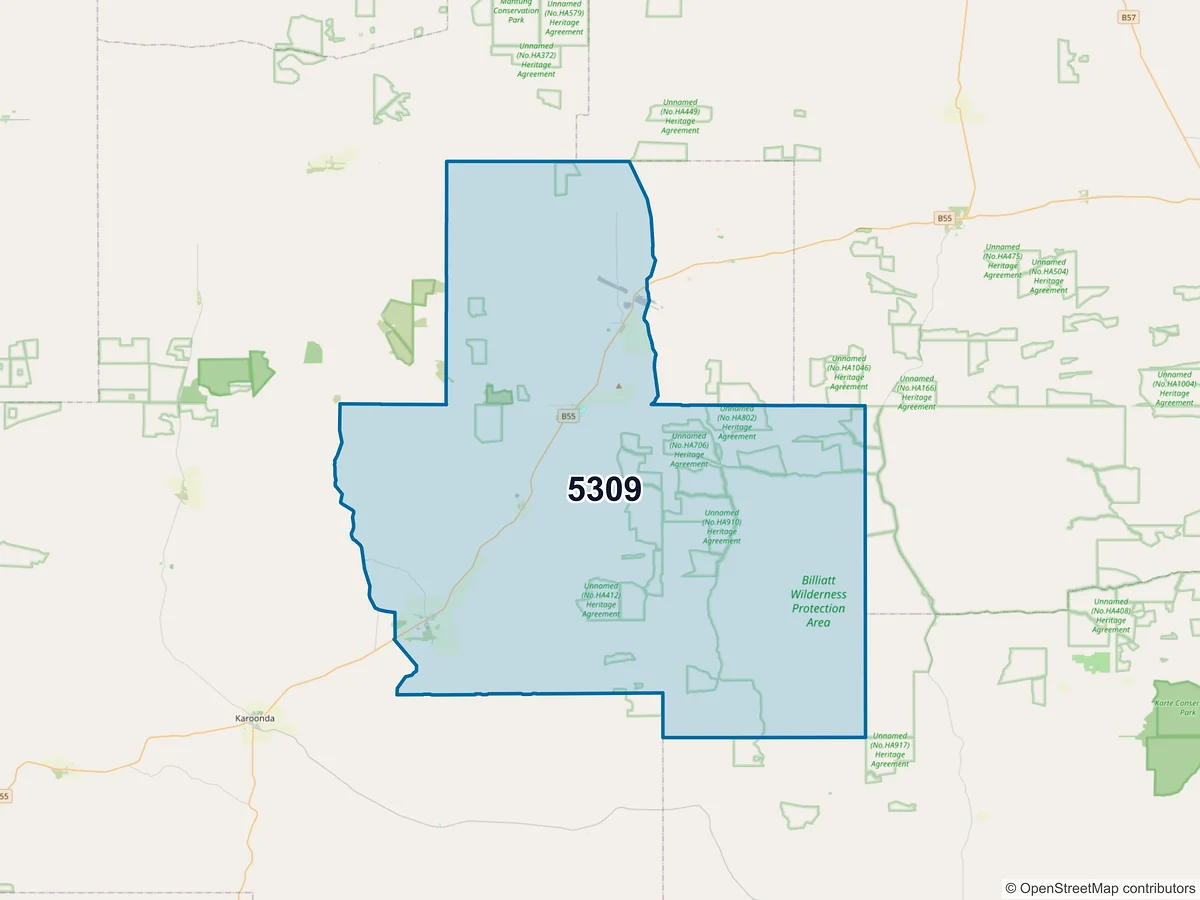 Map of postcode 5309 — Sandalwood, SA, Australia