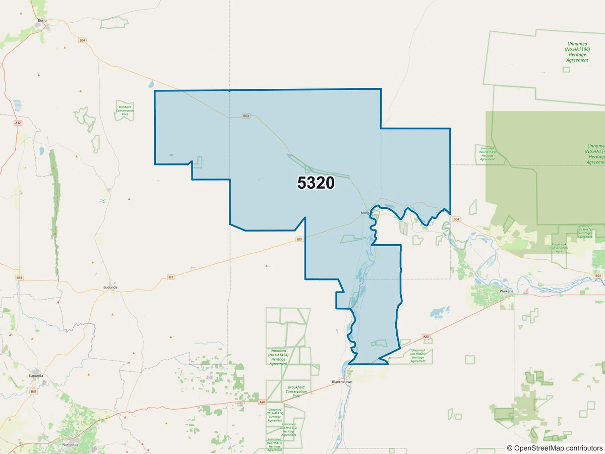 Map of postcode 5320 — Morgan, SA, Australia