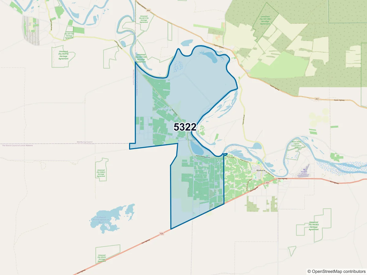 Map of postcode 5322 — Sunlands, SA, Australia