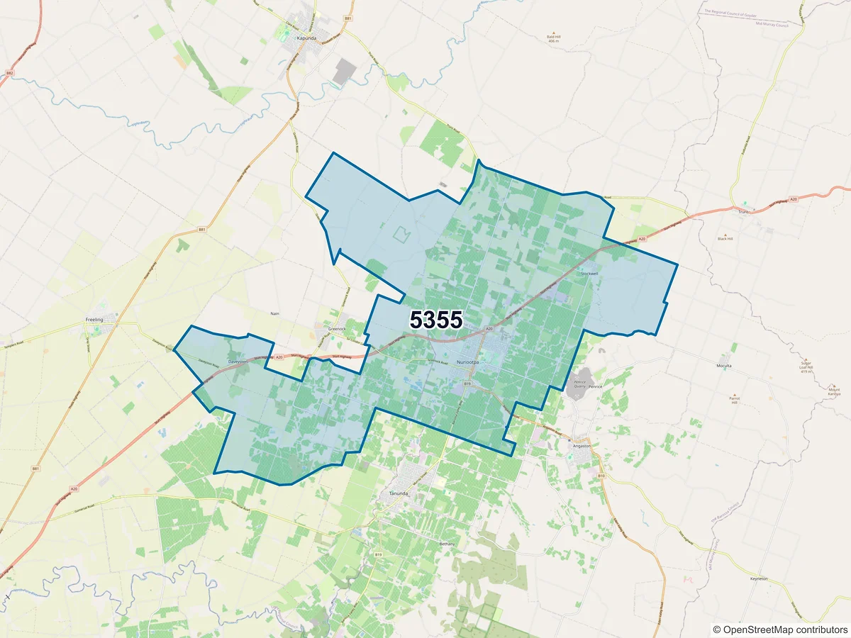 Map of postcode 5355 — Nuriootpa, SA, Australia