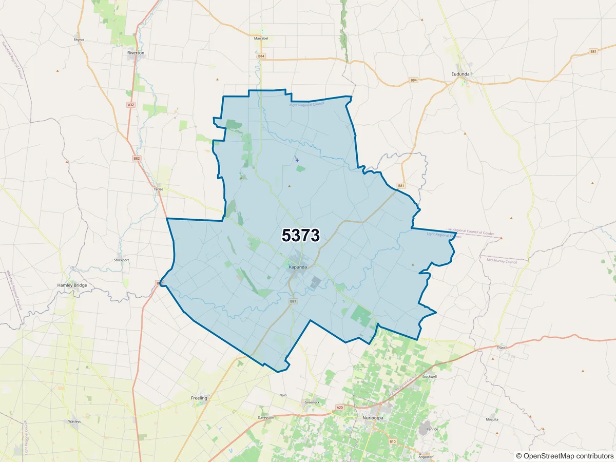 Map of postcode 5373 — Kapunda, SA, Australia