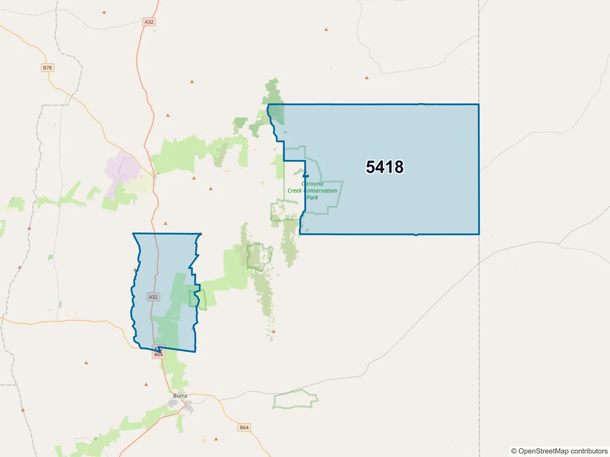 Map of postcode 5418 — Mount Bryan, SA, Australia