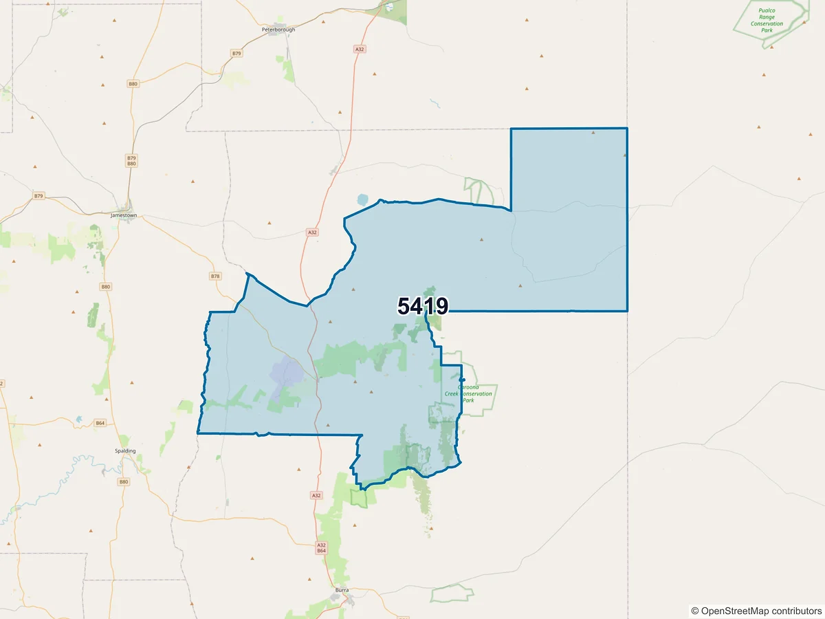 Map of postcode 5419 — Hallett, SA, Australia
