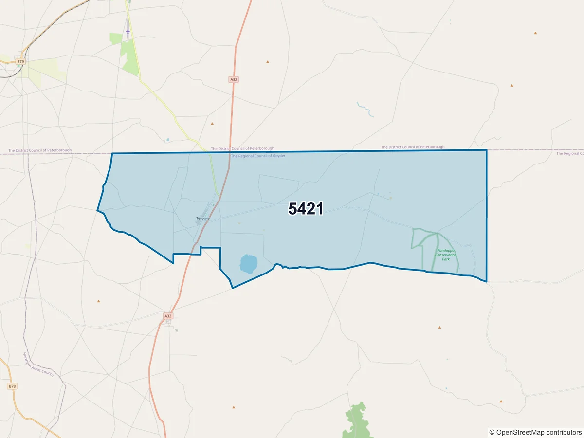 Map of postcode 5421 — Terowie, SA, Australia