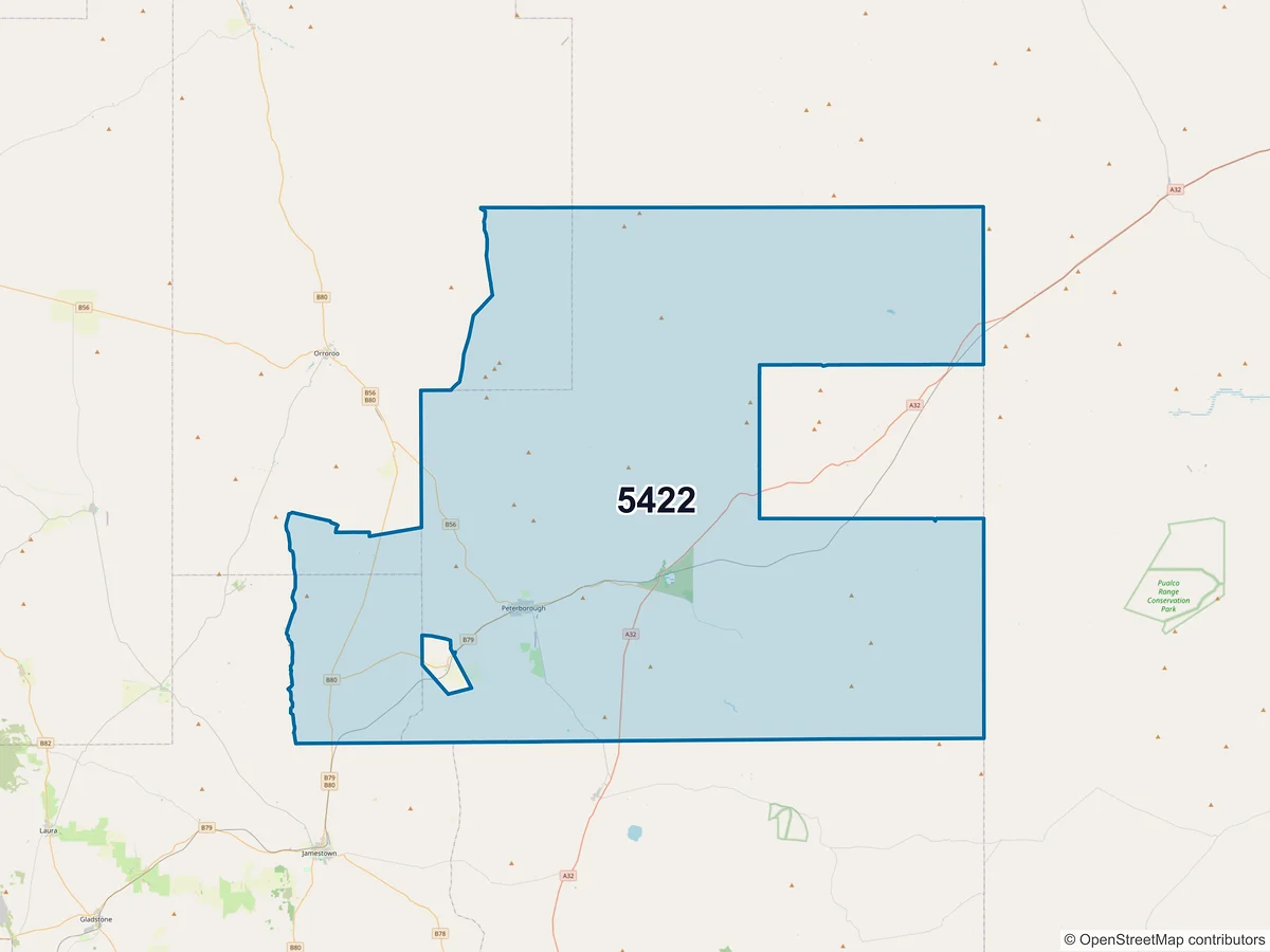 Map of postcode 5422 — Peterborough, SA, Australia