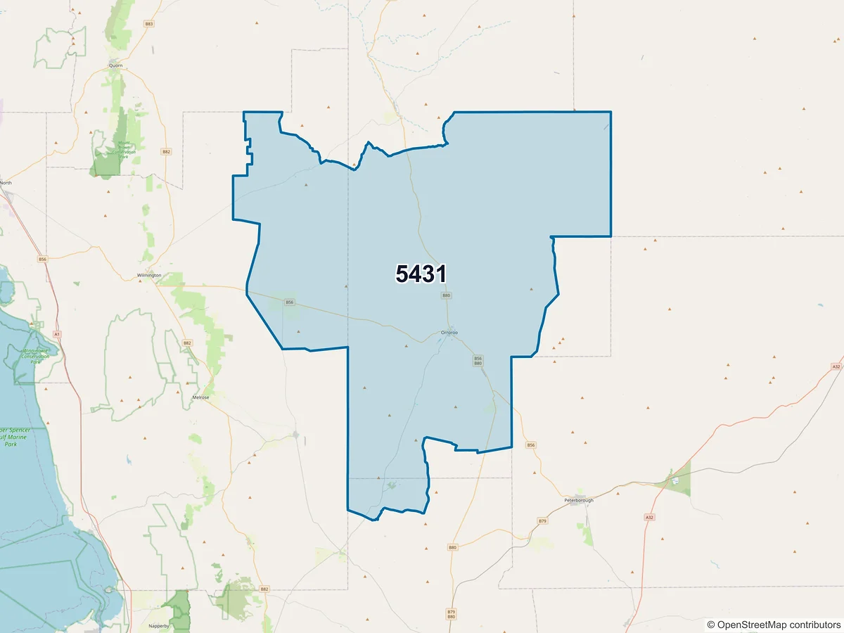 Map of postcode 5431 — Orroroo, SA, Australia