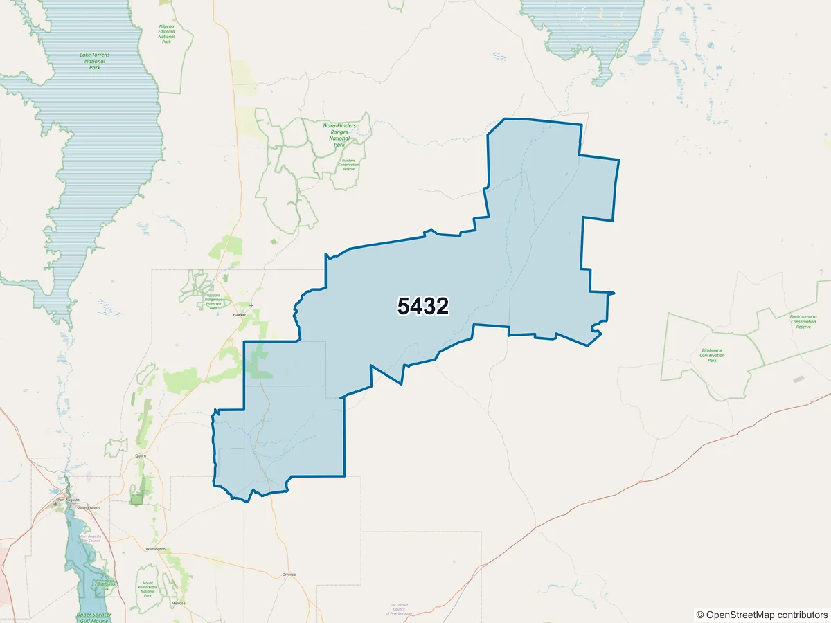 Map of postcode 5432 — Carrieton, SA, Australia