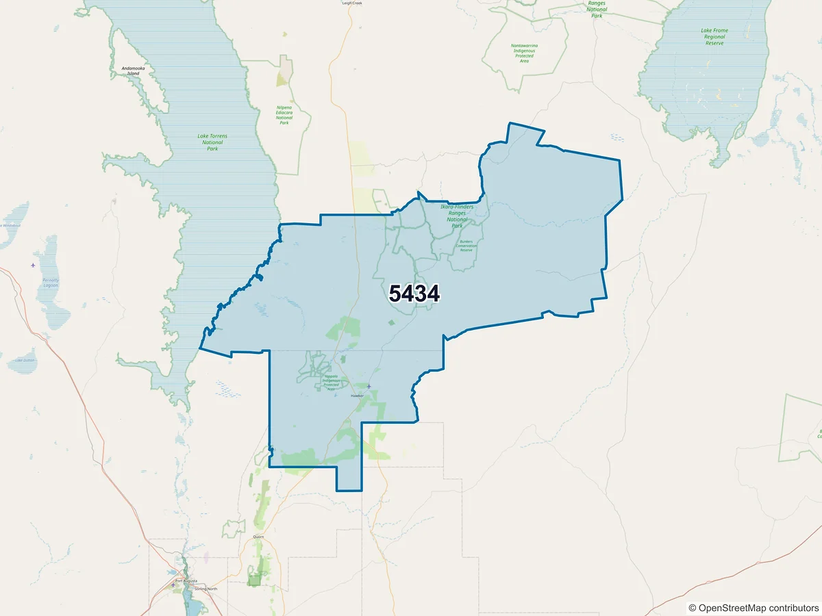 Map of postcode 5434 — Hawker, SA, Australia