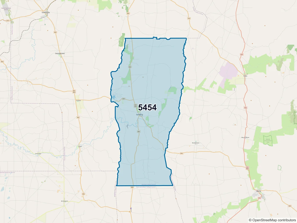 Map of postcode 5454 — Spalding, SA, Australia