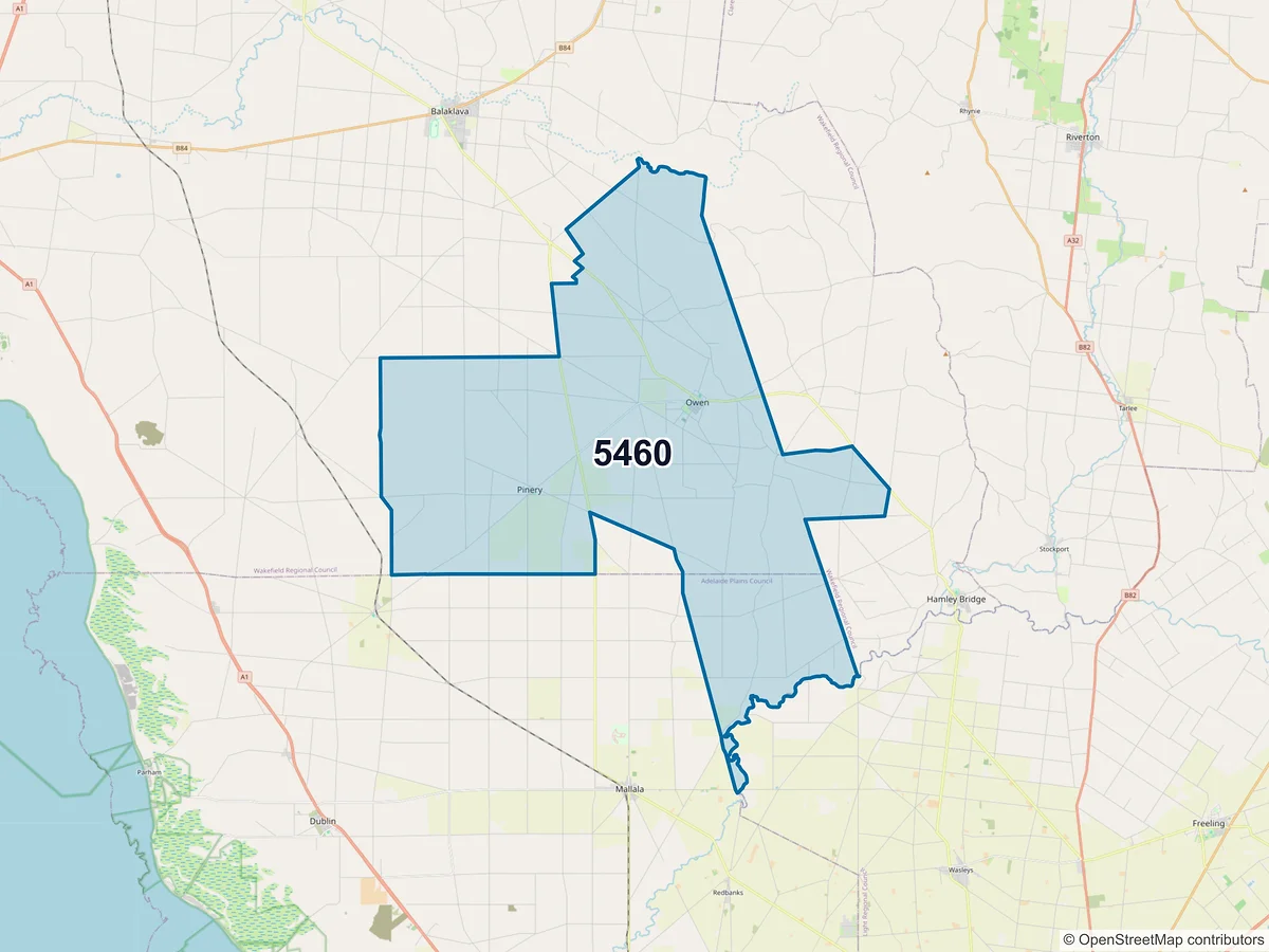 Map of postcode 5460 — Owen, SA, Australia