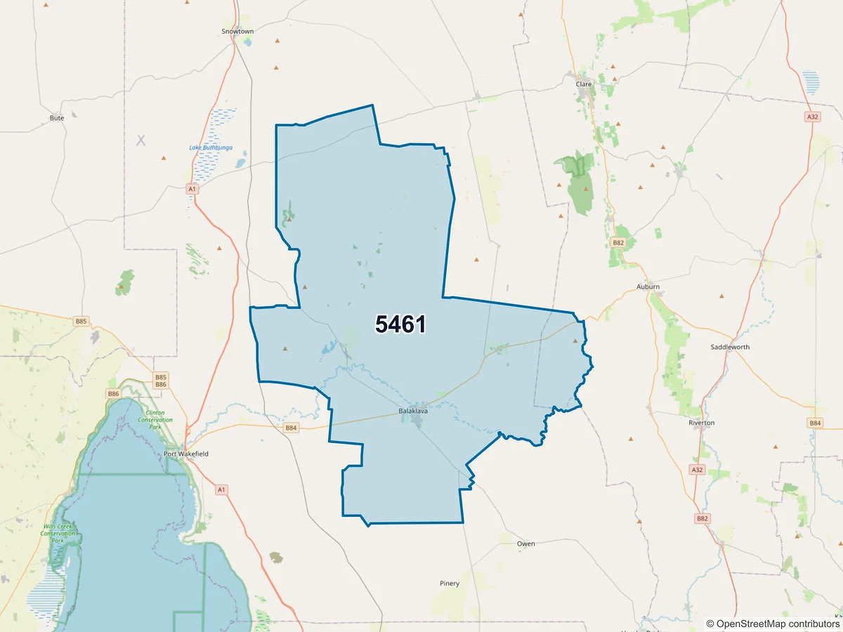 Map of postcode 5461 — Balaklava, SA, Australia
