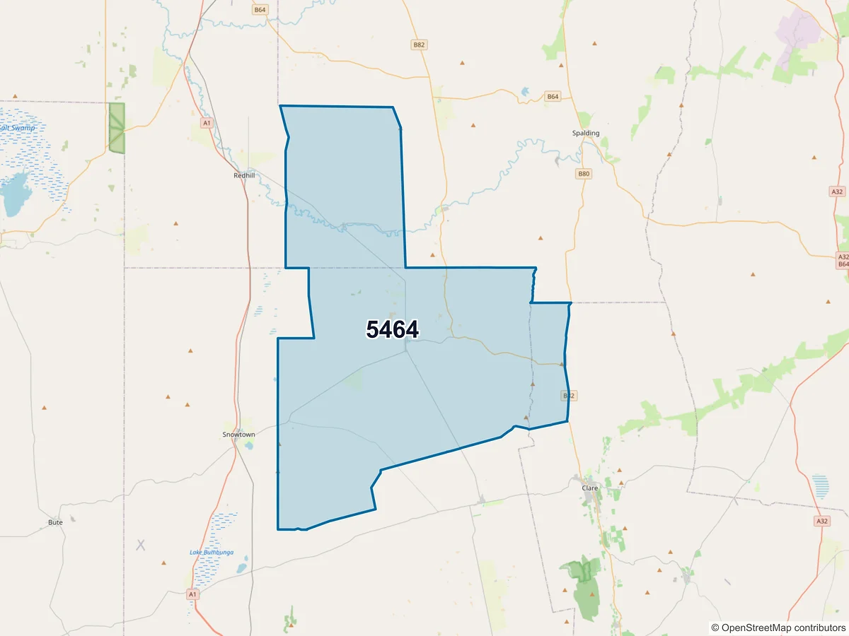 Map of postcode 5464 — Brinkworth, SA, Australia