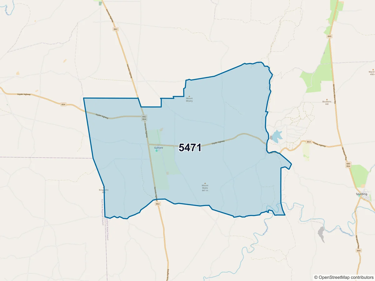 Map of postcode 5471 — Gulnare, SA, Australia