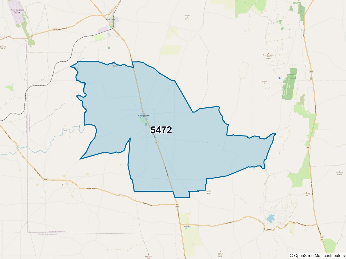 Map of postcode 5472 — Georgetown, SA, Australia