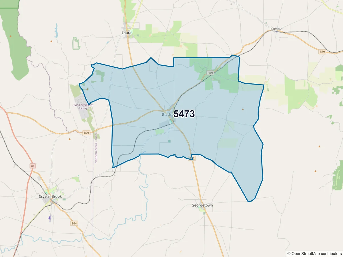 Map of postcode 5473 — Gladstone, SA, Australia