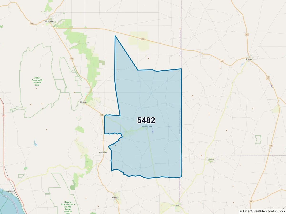 Map of postcode 5482 — Booleroo Centre, SA, Australia
