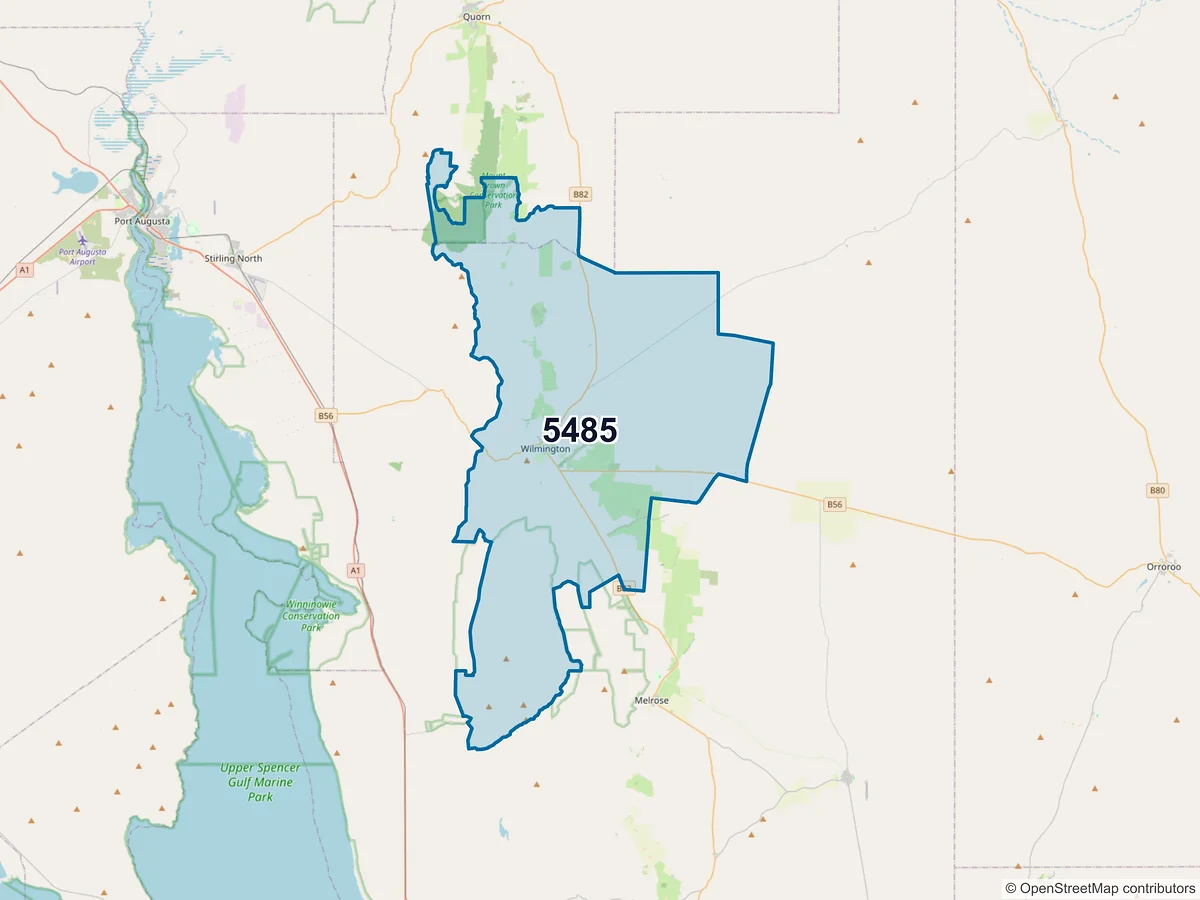 Map of postcode 5485 — Wilmington, SA, Australia