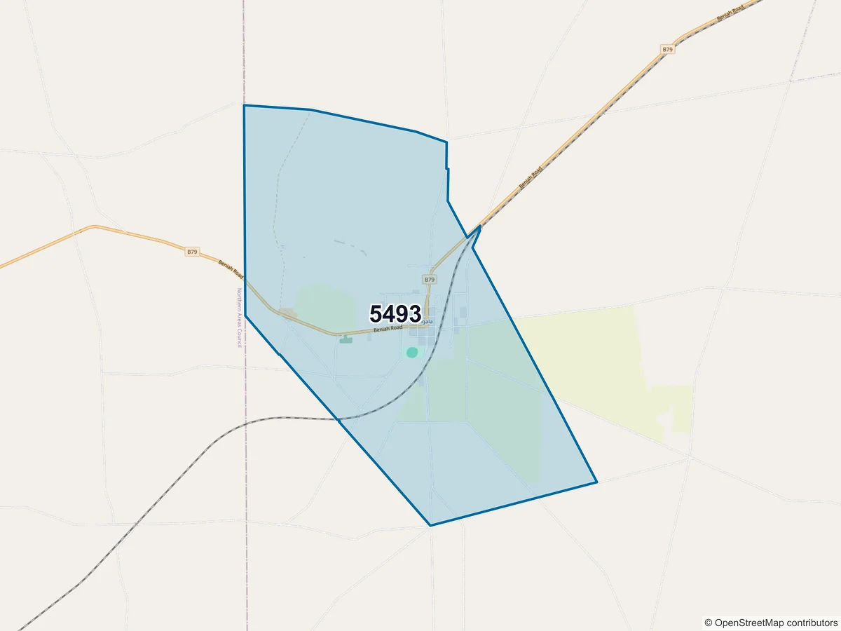 Map of postcode 5493 — Yongala, SA, Australia