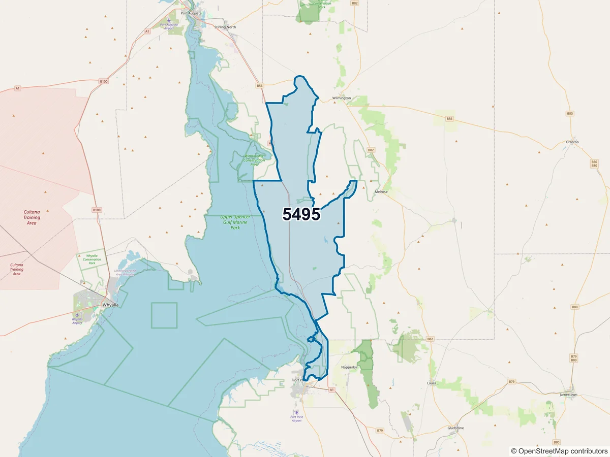 Map of postcode 5495 — Port Germein, SA, Australia