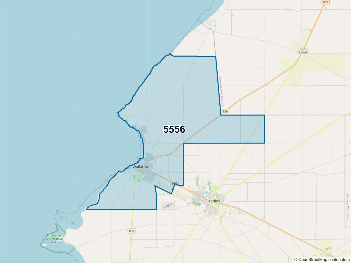Map of postcode 5556 — Wallaroo, SA, Australia