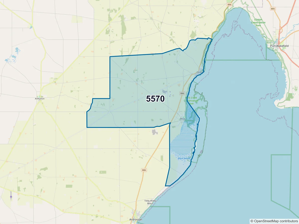 Map of postcode 5570 — Clinton, SA, Australia