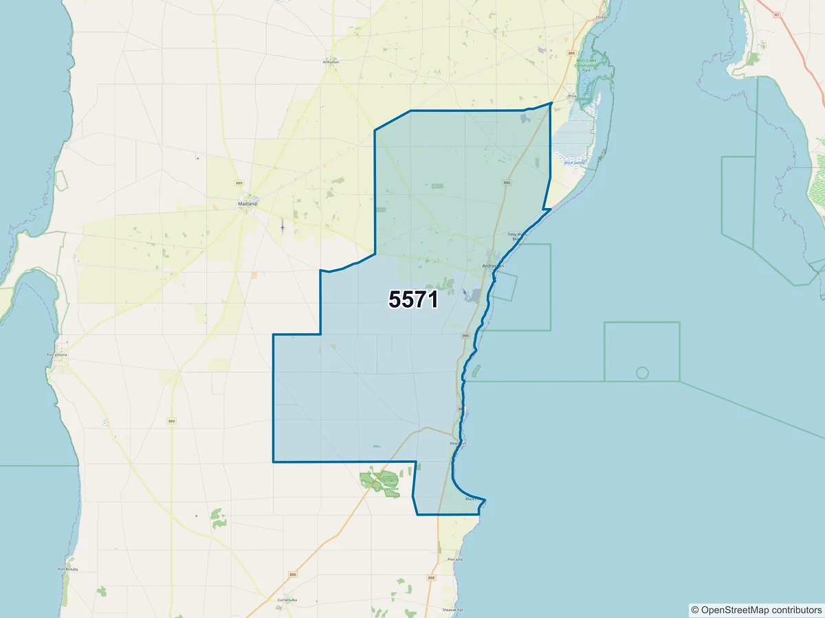 Map of postcode 5571 — Ardrossan, SA, Australia