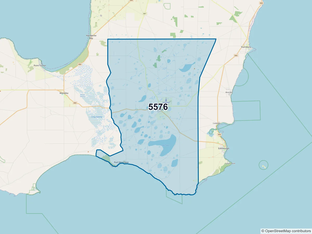 Map of postcode 5576 — Yorketown, SA, Australia