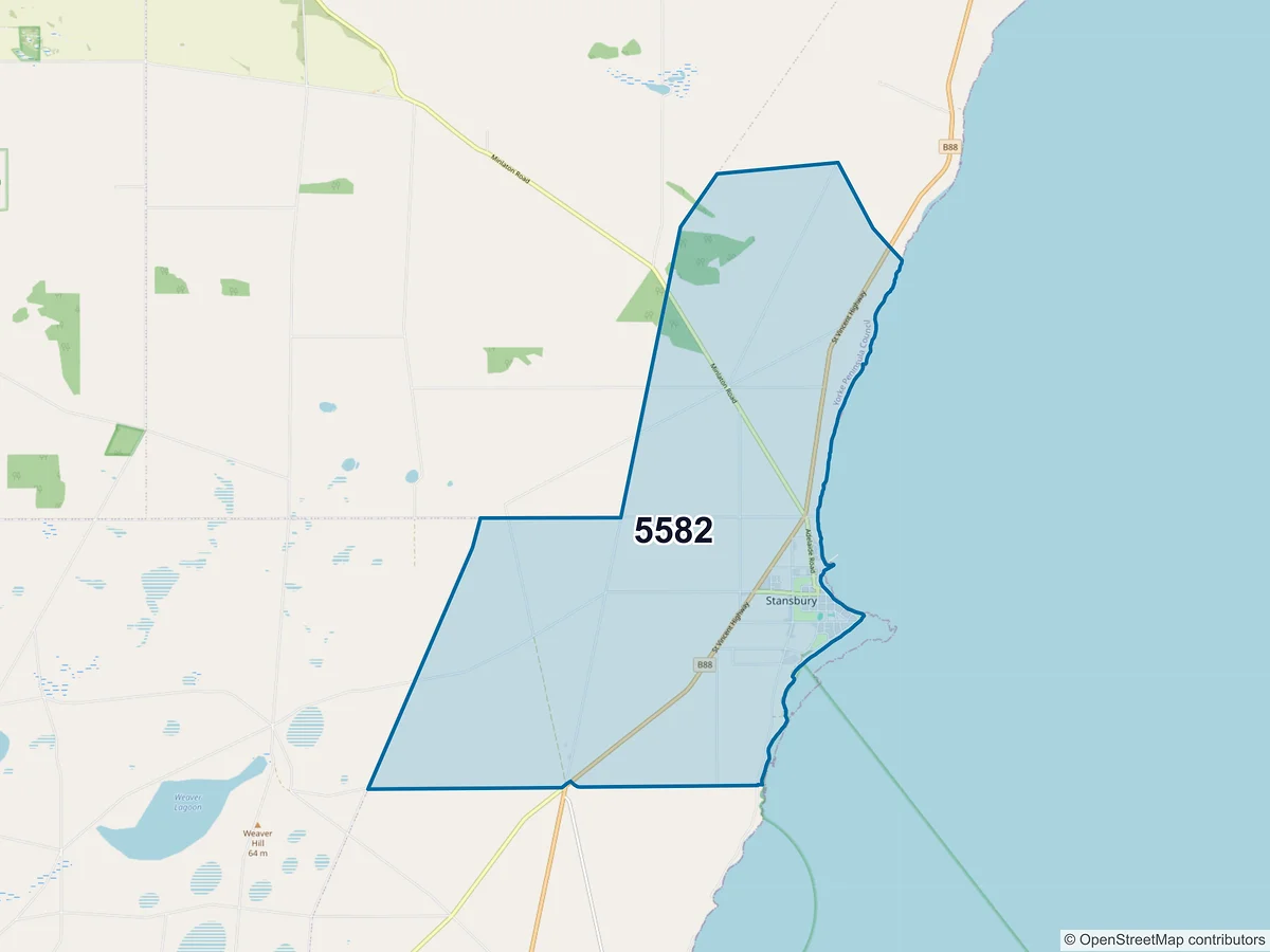 Map of postcode 5582 — Stansbury, SA, Australia