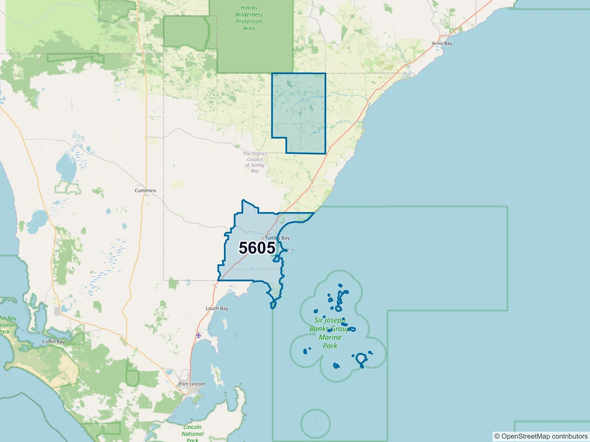 Map of postcode 5605 — Tumby Bay, SA, Australia