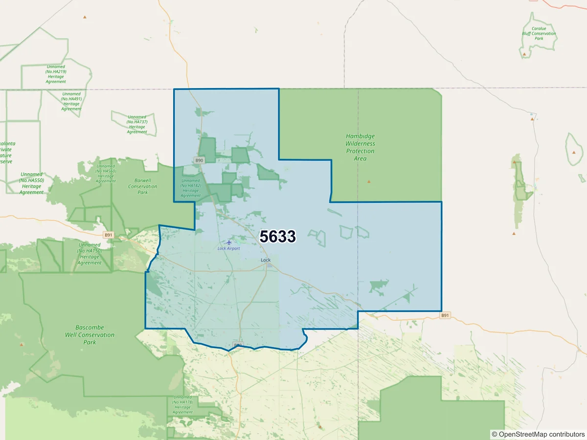 Map of postcode 5633 — Lock, SA, Australia