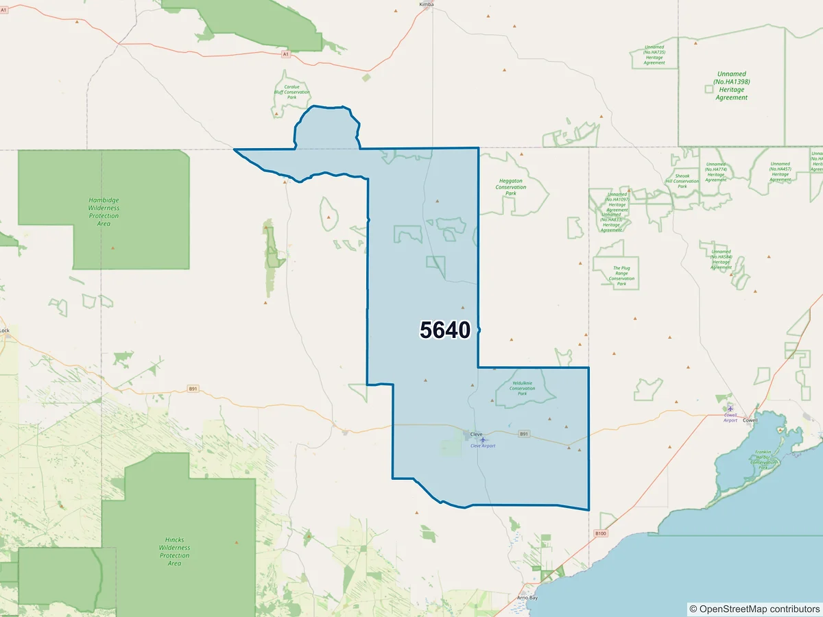 Map of postcode 5640 — Cleve, SA, Australia