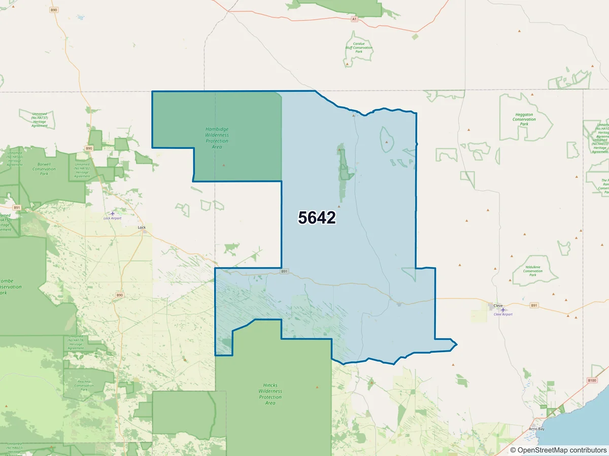 Map of postcode 5642 — Rudall, SA, Australia