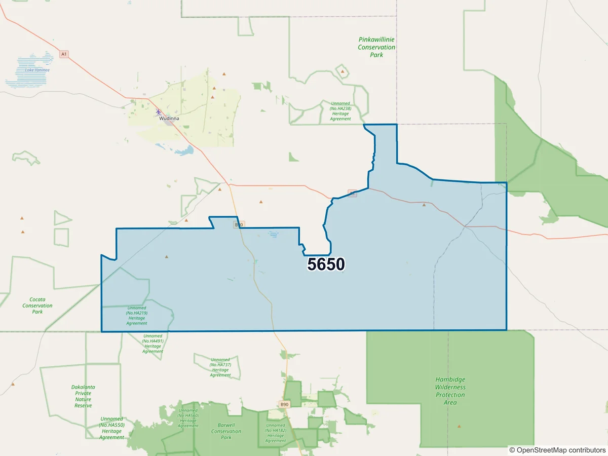 Map of postcode 5650 — Warramboo, SA, Australia
