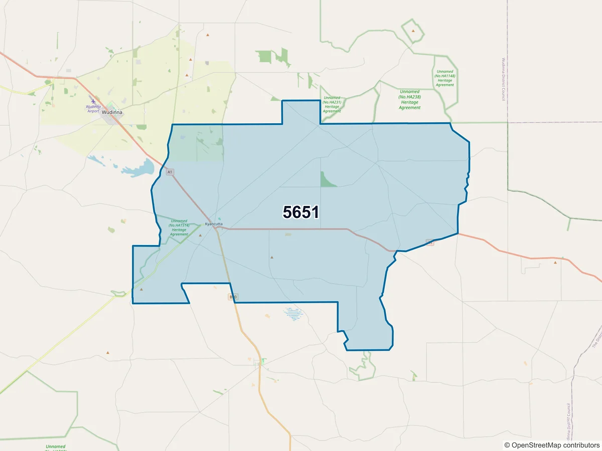 Map of postcode 5651 — Kyancutta, SA, Australia