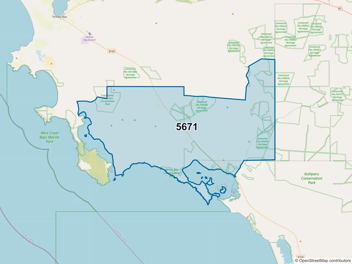 Map of postcode 5671 — Port Kenny, SA, Australia
