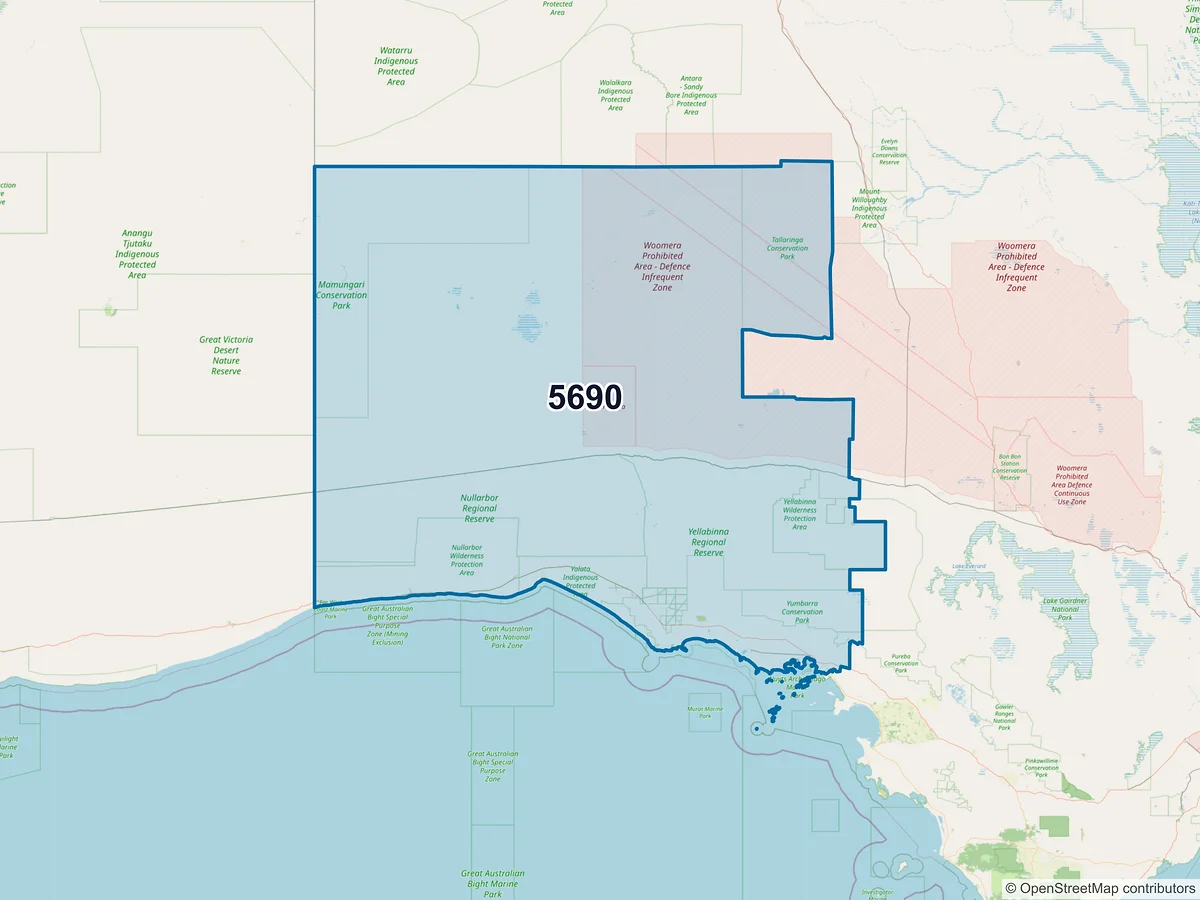 Map of postcode 5690 — Ceduna, SA, Australia