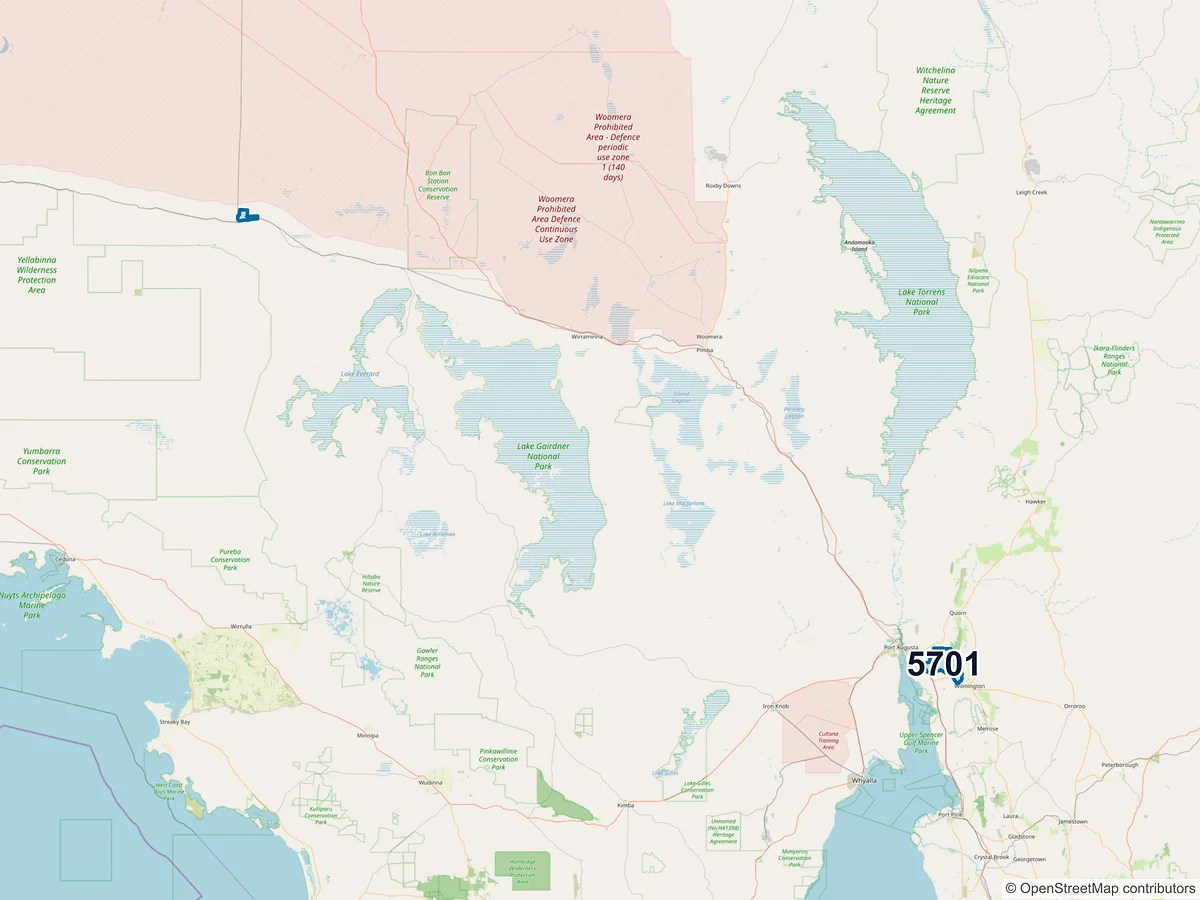 Map of postcode 5701 — Tarcoola, SA, Australia