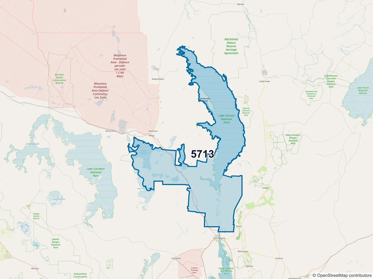 Map of postcode 5713 — Emeroo, SA, Australia