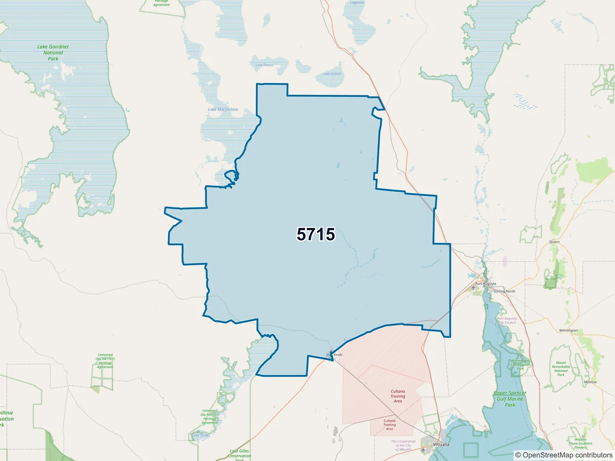 Map of postcode 5715 — Lincoln Gap, SA, Australia