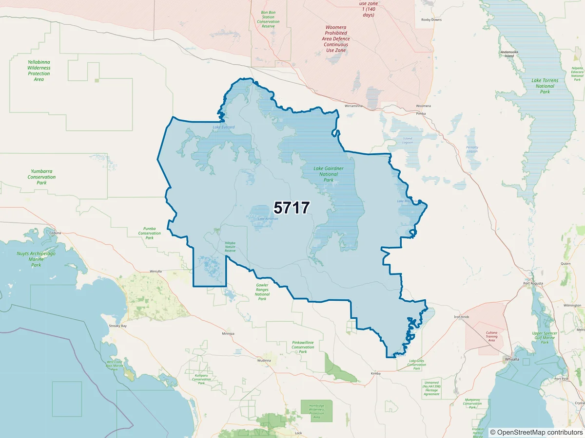 Map of postcode 5717 — Nonning, SA, Australia