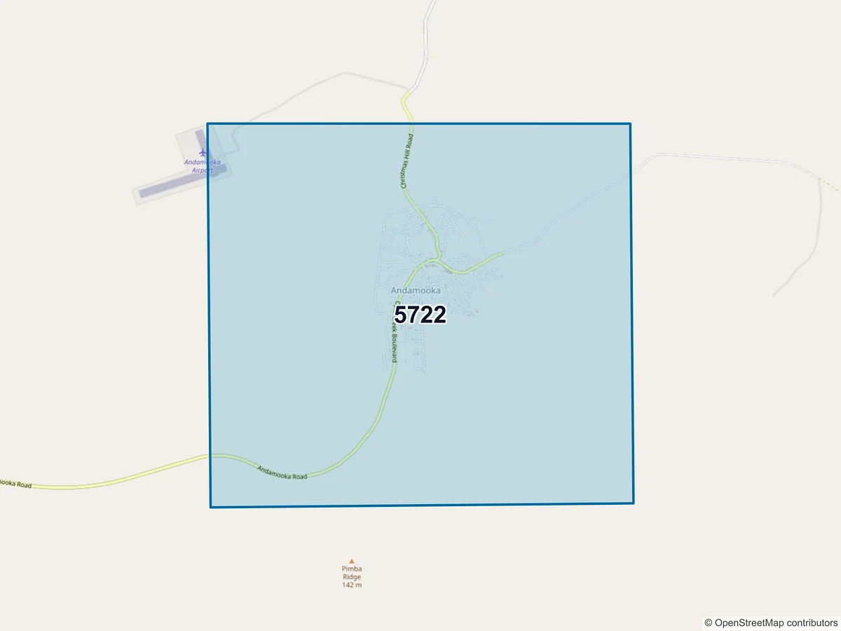 Map of postcode 5722 — Andamooka, SA, Australia