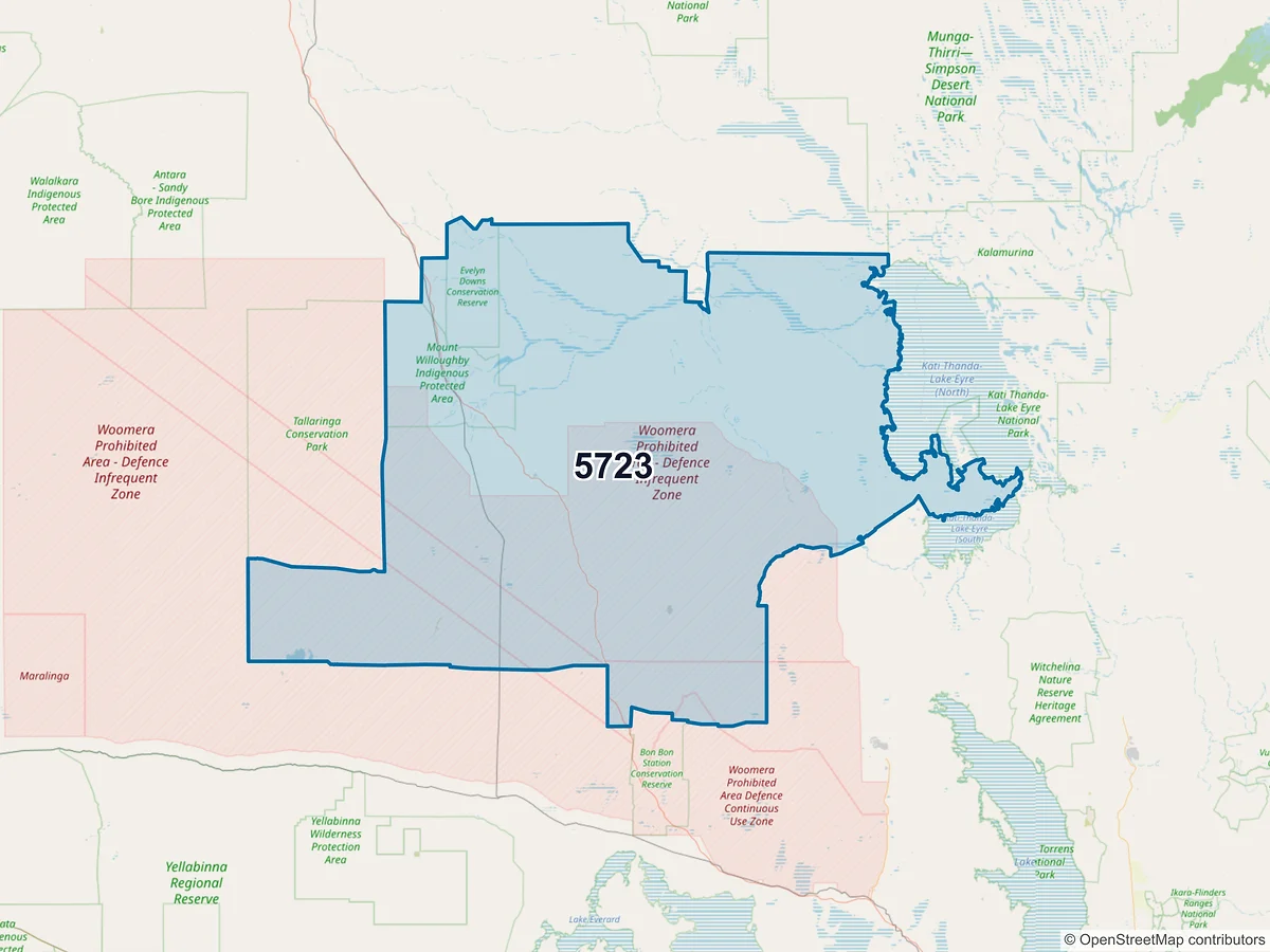 Map of postcode 5723 — Coober Pedy, SA, Australia